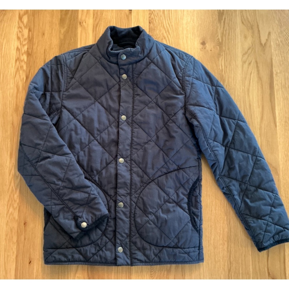 J.Crew Quilted Jacket Men's XS Navy Snap‎ Front Corduroy Collar Style CB622